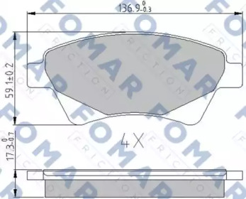 FOMAR FRICTION fo908281 -  Комплект тормозных колодок, дисковый тормоз